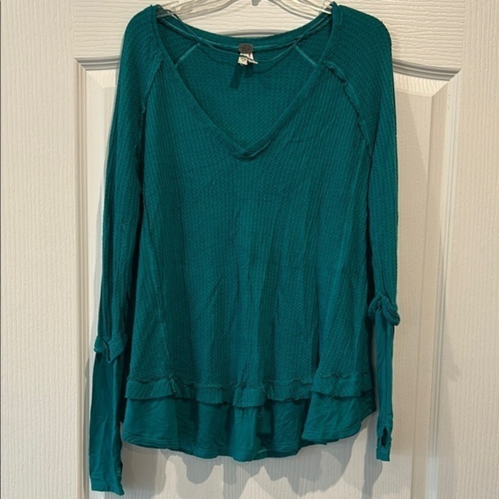 We The Free Blue Relaxed Long Sleeve Blouse